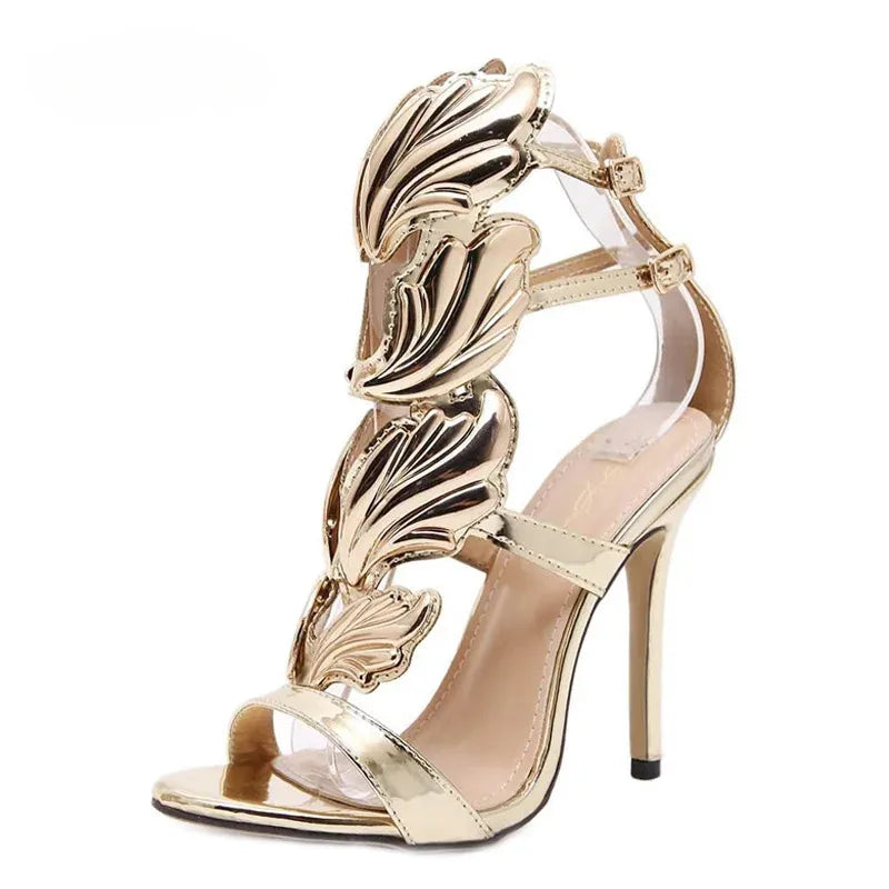 Women Shoes Bowknot Wings Slim Buckle Strap Women's Roman Style Summer Sandals High Heels Large Wedding Formal Sexy Shoe