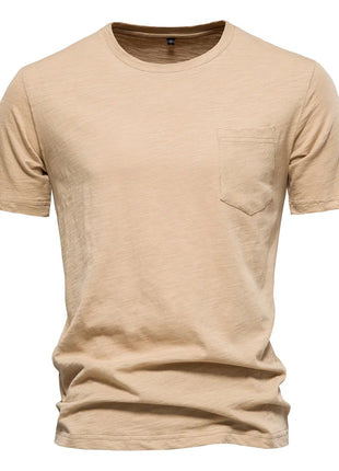 T-shirt homme 100% coton Décontracté Doux Fitness Été T-shirts fins Vêtements d'intérieur Homme Col rond Manches courtes T-shirt uni pour homme