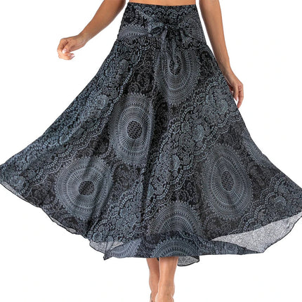 Boho Gonne Donna Rayon Beach Abito lungo Estate Bohemian Jupe Longue Femme Elastico in vita Stampa Fasciatura floreale Halter Hippie platinumshop