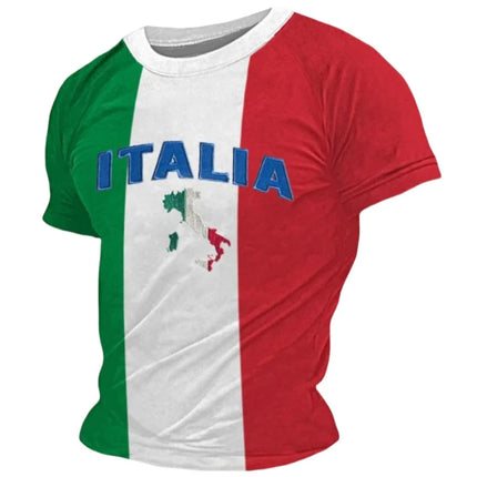 Italian Flag Simple Graphic T-shirt Fashion Summer Short Sleeve O-Neck 3D Printed T-shirts Casual Streetwear Oversized Men's T-shirt