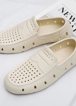Mocassini Comodi da Uomo in Pelle, Scarpe Antiscivolo da Guida, Sandali Estivi, Zoccoli Casual con Punta Tonda, Scarpe da Lavoro Slip-on