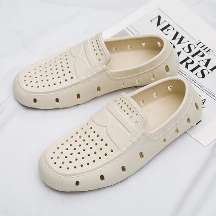 Mocassini Comodi da Uomo in Pelle, Scarpe Antiscivolo da Guida, Sandali Estivi, Zoccoli Casual con Punta Tonda, Scarpe da Lavoro Slip-on