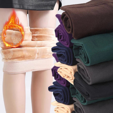 Colorful Fleece Lined Tights Winter Women Thermal Pantyhose for Female Panty Polar Skin Black Effect Stockings Thermal Leggings PlatiNum