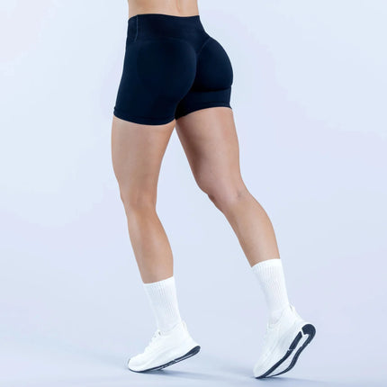 Nuovi Pantaloncini Sportivi da Donna Senza Cuciture, Tinta Unita, con Vita Piegata, Effetto Push-Up, Aderenti, Traspiranti, per Yoga e Sport