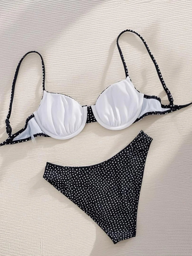 Bikini Micro Push-Up Sexy 2026, Costume da Bagno Femminile, Set Bikini a Pois, Abbigliamento da Spiaggia Brasiliano, Costume da Bagno Biquini