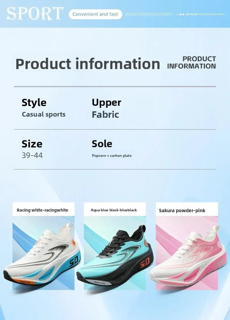 Unisex 2025 Full Carbon Plate Running Shoes Professional Marathon Racing Lightweight Bounce Cushion Breathable Sports Sneakers PlatiNum