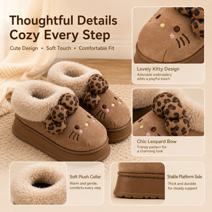 Sanrio Hello Kitty Winter Fleece Lined EVA Thick Mule Slippers Snowy Day Anti-Slip Warm Fleece Outdoor Slippers Women Snow Boots