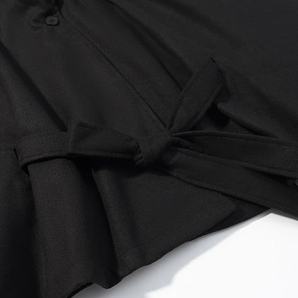 5 Colors New Autumn High Collar Woolen Cape Coat Tie Bow Sashes Long Bat Sleeve Front Buttons Cloak Shawl Jacket Loose Outerwear