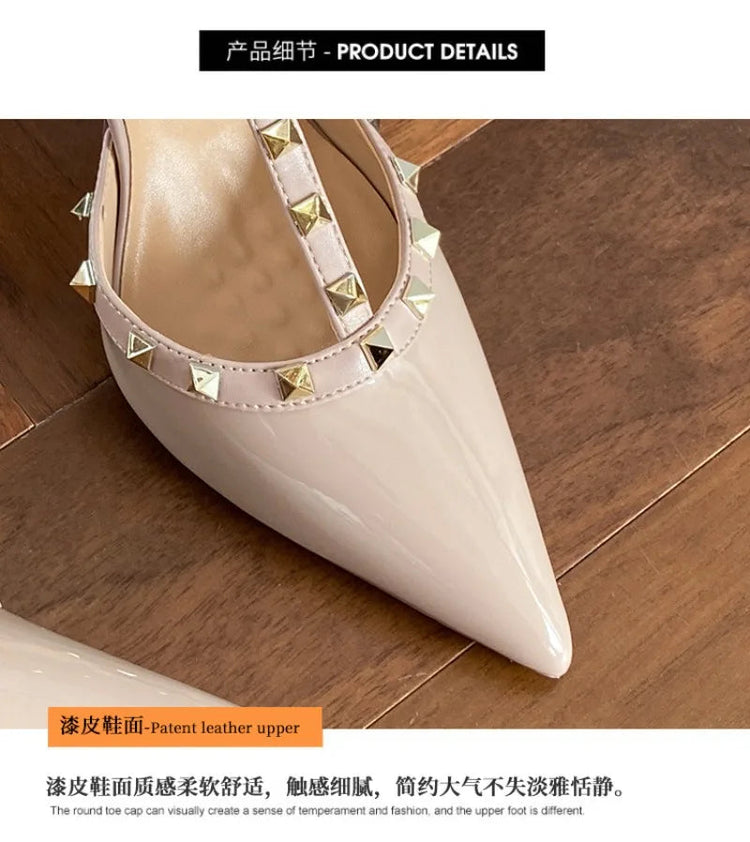 Scarpe da Donna di Design, Lussuose e Sexy con Borchie, Tacchi Alti Estivi, Sandali a Punta Stile Francese, Scarpe da Cerimonia, Zapatos De Mujer platinumshop