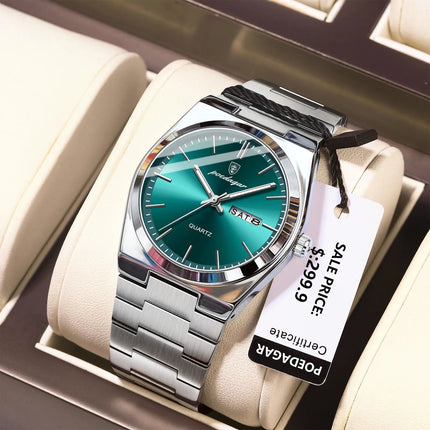 POEDAGAR Orologi da uomo di lusso Impermeabile luminoso Data Settimana Orologio da uomo in acciaio inossidabile Moda casual Orologio da polso da uomo al quarzo Reloj platinumshop