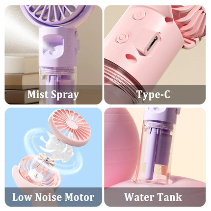 Ventilatore portatile per nebulizzazione d'acqua Mini ventilatore portatile ricarica USB 4 velocità ventole Spray per collo appese piccolo ventilatore portatile portatile portatile