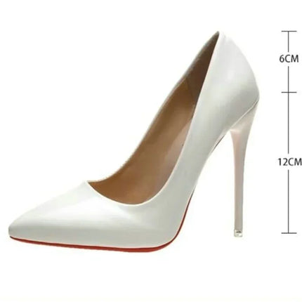2024 Scarpe da donna Tacchi alti rossi Décolleté sexy con punta a punta 12 cm Scarpe da abito da sposa Colore nero nudo Tacchi alti con fondo in gomma rossa