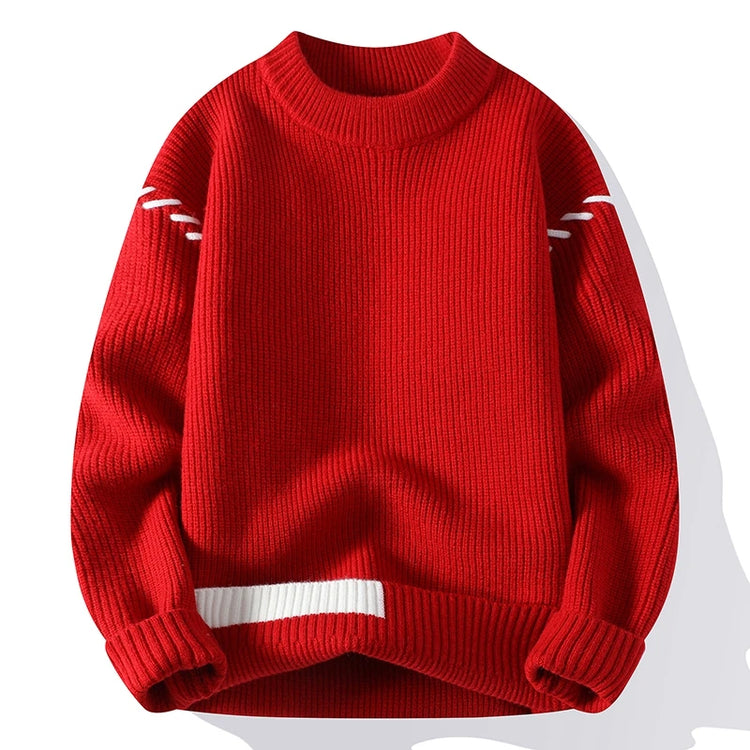 Autumn Winter Men's Sweater Warm Knit Pullovers Fashion Loose Knitted Sweaters Men Youthful Vitality Patchwork Casual Pullovers