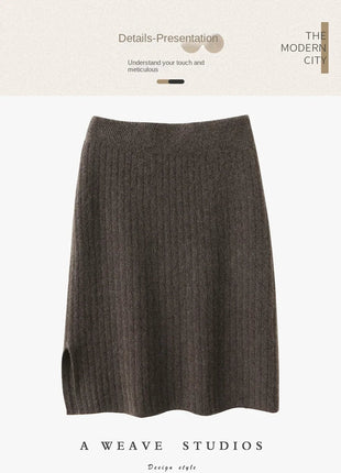 100% Wool Drawstring Skirt For Women's Autumn Winter Solid Color Slim Fit Elastic UltraShort Mini Waist Knitted Skirt PlatiNum