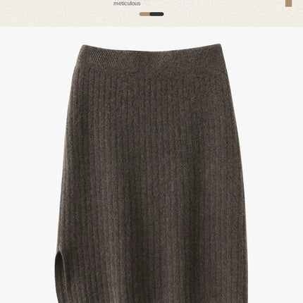 100% Wool Drawstring Skirt For Women's Autumn Winter Solid Color Slim Fit Elastic UltraShort Mini Waist Knitted Skirt PlatiNum
