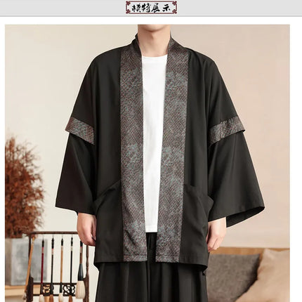 Camicia Samurai Giapponese per Uomo, Stile Sumo, Casual Oversize, Kimono Tradizionale con Stampa Vintage