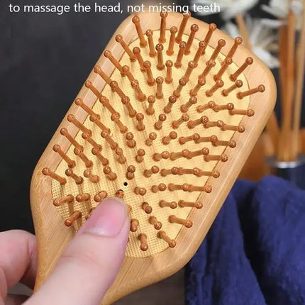 Bamboo Hairbrush Natural Wooden Anti-Static Brush Hair and Scalp Grooming Anti-Static Air Cushion Styling Tool Universal