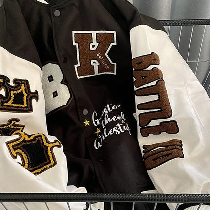 American Retro Baseball Jacket Unisex Loose Street Style Spring Autumn Couple Outerwear Windproof Long Sleeve Youth Fashion