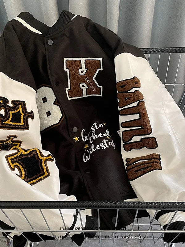American Retro Baseball Jacket Unisex Loose Street Style Spring Autumn Couple Outerwear Windproof Long Sleeve Youth Fashion