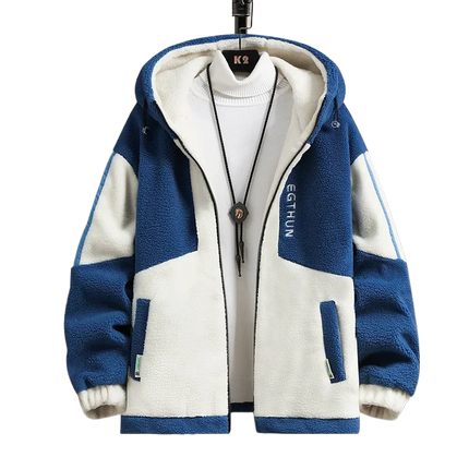 Men's Outdoor Casual Hooded Jacket Men's Autumn and Winter Fashionable Warm and Cold Resistant Full Zipper Loose Jacket Jacket
