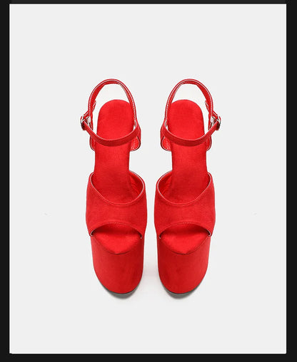 Purple Super High Heel Nightclub Stage Shoes Women 20CM Stiletto Suede Pole Dance Sandals Model Catwalk Show Summer High Heels