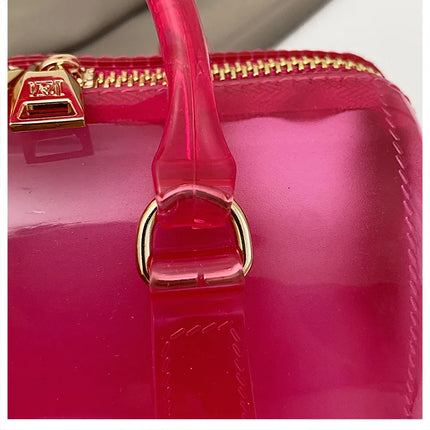 2025 Transparent PVC Beach Bag, Korean Style, Fresh and Sweet Silicone Shoulder Bag, Medium Size with Zipper Closure