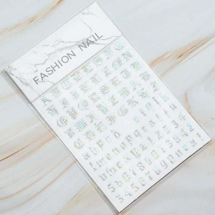 1PC 26-English Alphabet Number 3D Self-adhesive Nail Art Decal Sticker Word Small Letter Nail Decals Sticker Manicure Decoration