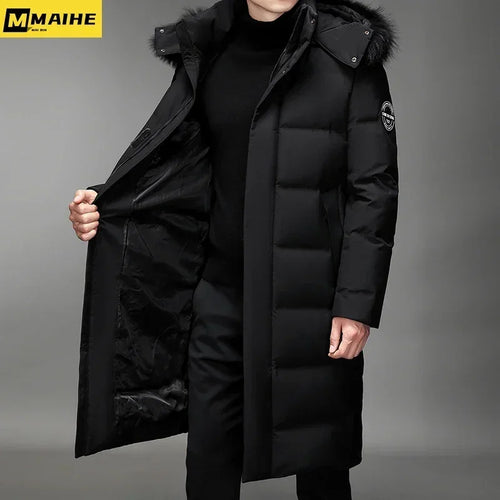 Piumino ispessito da uomo -30 Piumino caldo invernale 2024 Nuovi uomini Moda lungo piumino con cappuccio anatra bianca Parka Plus Size 5XL