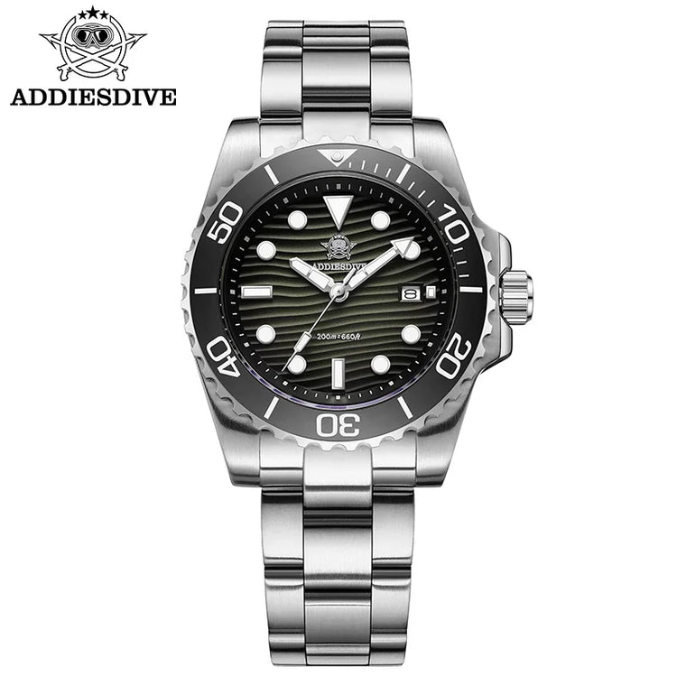 ADDIESDIVE Luxury Men's Quartz Watch Japan 2115 Stainless Steel Diving Luminous Watches 200m Waterproof High-End Wristwatch New