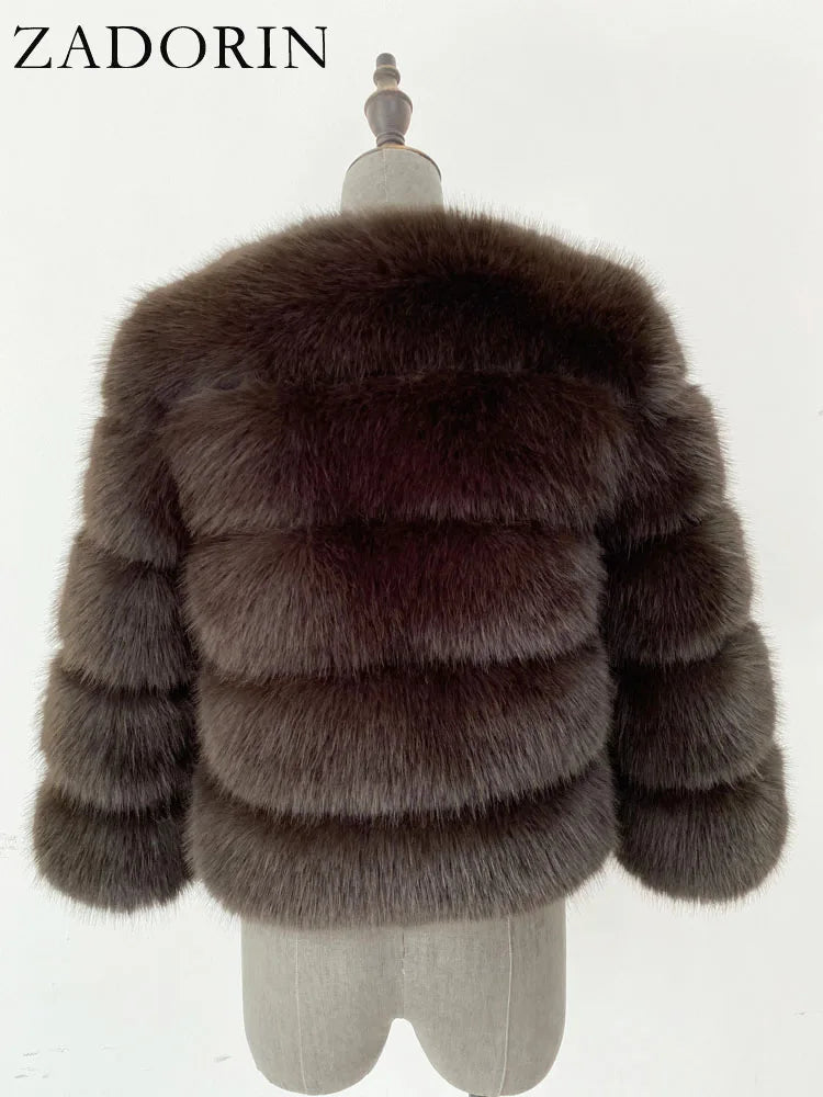 ZADORIN Children Faux Fox Fur Coat Winter Fashion Long Sleeve Warm Kids Fur Coats Outerwears Fake Fur Jacket Children Clothes