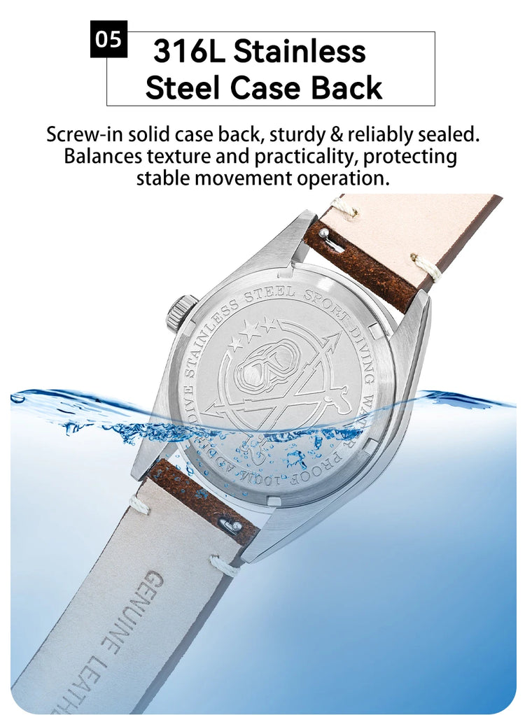 ADDIESDIVE New Quartz Watch Luxury Sapphire 2035 Movement 36mm Men Watch C3 Luminous Diving 100m Waterproof 316L Stainless Steel