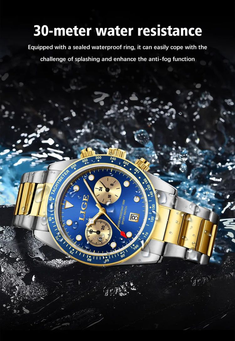 LIGE Nuovi orologi da uomo Orologi da polso al quarzo da uomo di lusso delle migliori marche Cronografo sportivo impermeabile e luminoso Relogio Masculino+BOX platinumshop