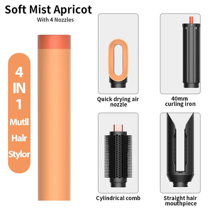 Professional 6 in 1 Cold Hot Air Styling Brush Hair Dryer Curling Iron Straightener Flat Iron 1700W Fast Dry Voluminous Waves