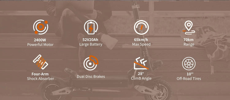 Monopattino Elettrico GELEIPU Z1 PRO per Adulti, Velocità Massima 65km/h, Doppio Motore 2400W, E-Scooter Potente platinumshop