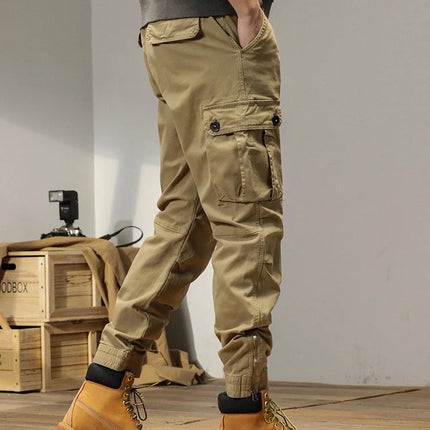 2023 New Multi-Pockets Spring Summer Cargo Pants Men Streetwear Zipper Leg Skinny Work Joggers Cotton Casual Tactical Trousers