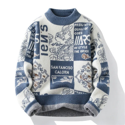 Men's Sweater New Autumn Winter Print Hip Hop Sweater Men Streetwear Print Pullover Tops Harajuku Couple Sweater