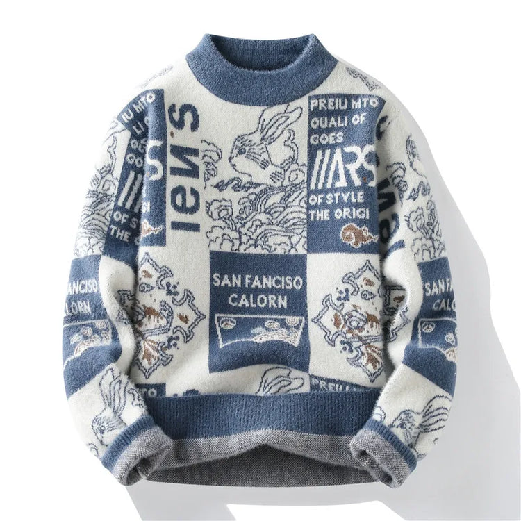 Men's Sweater New Autumn Winter Print Hip Hop Sweater Men Streetwear Print Pullover Tops Harajuku Couple Sweater