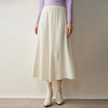 Choice New 100% Cashmere Skirt Women Long Skirt Autumn Winter Office Lady Soft Cashmere A Line Skirt Simple Grace Cashmere Dress PlatiNum