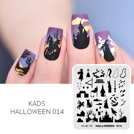KADS Halloween Nail Stamping Plates skull Pumpkin Bat Template Stencils Nail Art Stamp Image Plate Manicure Nail Print Tool
