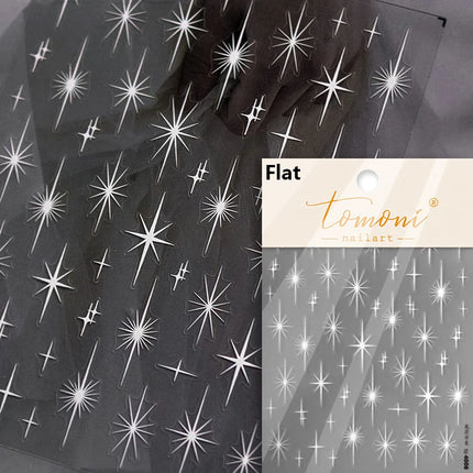 Punk Glitter Powder Blue Pink Star Charm Laser Silver Gold Starlight Rhinestones Moon DIY Nail Art Stickers Manicure Tool Decals