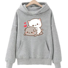 Peach And Goma Mochi Cat Love Print hoodies women Winter  streetwear funny Hood female Fleece sweater