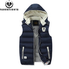 New Men Spring Sleeveless Warm Detachable Hooded Vest Jackets Men Autumn Solid Color Outdoors Windproof Casual Fashion Vest Male