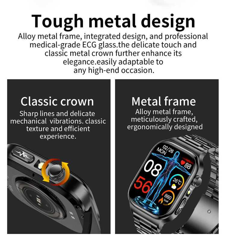2026 Nuovo Misurazione Accurata Salute Smart Watch ECG + PPG Acido Urico Pressione Sanguigna Lipidi Nel Sangue Chiamata BT Smartwatch Per Le Donne Degli Uomini platinumshop