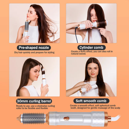 5 in 1 Hair Dryer Brush Detachable Blow Dryer Comb Ionic Hot Air Brush Hair Styling Tool Electric Thermal Brush Air Curler Wand