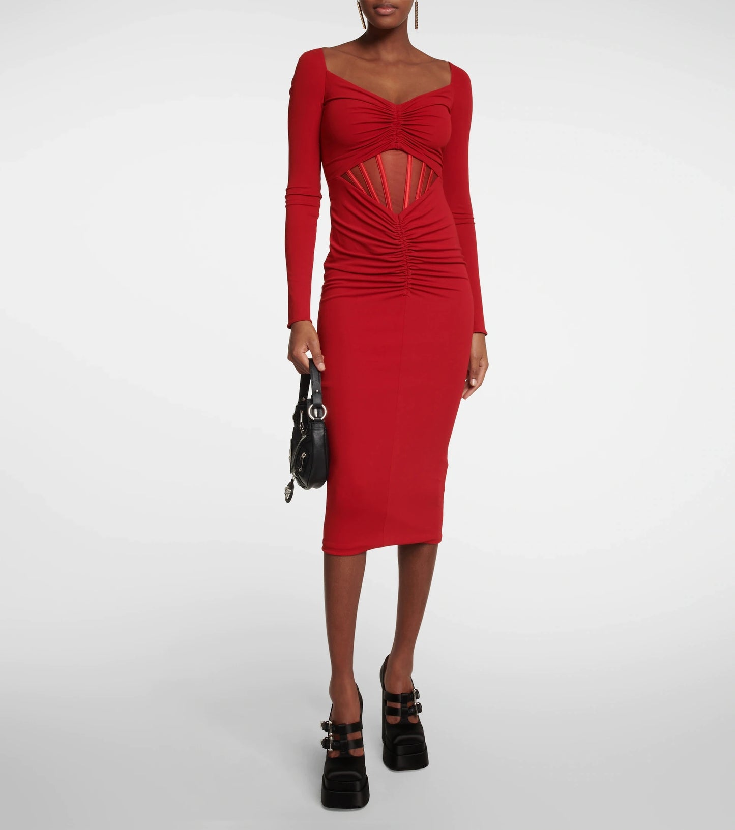 Arden Furtado Black silk Platform Pumps Square toe Belt buckle Super high heel Sexy Catwalk shoes Large size high-heeled shoes