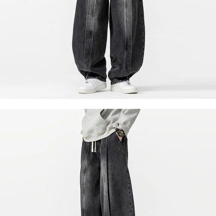 2025 Nuovi pantaloni stile harem vintage da uomo pantaloni larghi in denim hip-hop larghi da uomo jeans dritti oversize moda pantaloni in vita elastica