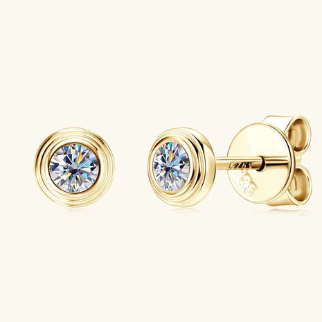 IOGOU D0.10CT Moissanite Diamond Round Stud Earrings 925 Sterling Silver Original Fine Jewelry for Women Girls Anniversary Gifts PlatiNum