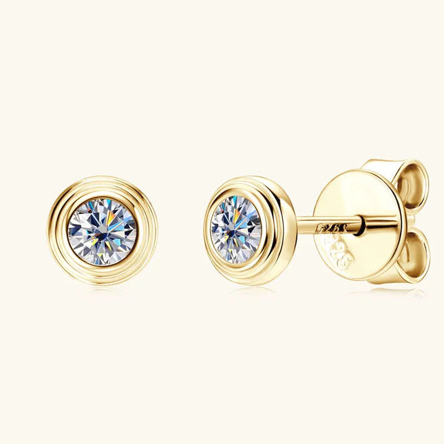 IOGOU D0.10CT Moissanite Diamond Round Stud Earrings 925 Sterling Silver Original Fine Jewelry for Women Girls Anniversary Gifts PlatiNum