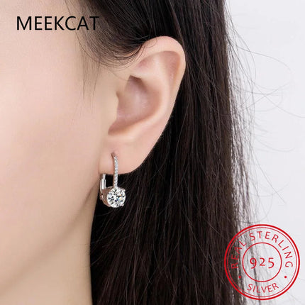 18K Gold 2 Carat Moissanite Hoop Earrings 8mm Lab Diamond Earring for Women Original 925 Silver Jewelry Huggies PlatiNum