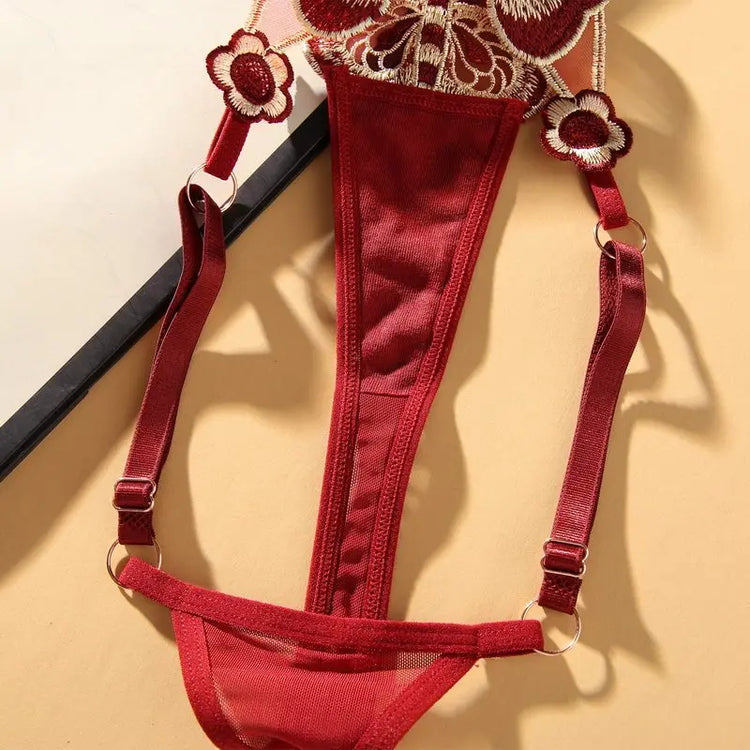 SP&CITY Butterfly Embroidery Lace Hollow Out Sexy Women's Thongs Low Waist Mesh Transparent Erotic Underpants Soft Thin T String